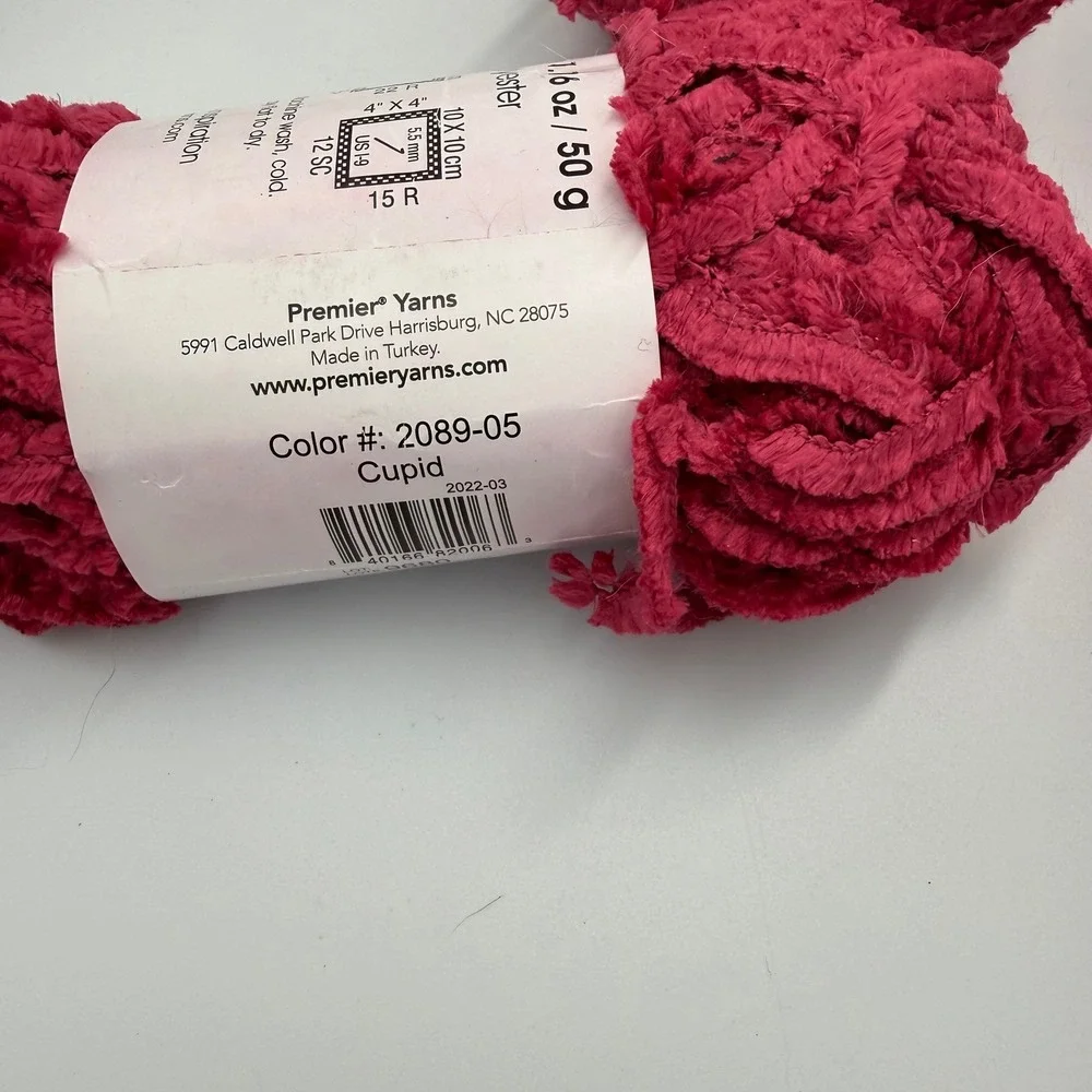 Lot of Premier Just Yarn Dream Chenille Yarn Bundle Red Pink Black Super Bulky